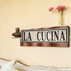 Rustic Italian Kitchen Sign Vintage Aluminum Tin Wall Art With Distressed White & Black Design, 15.75x3.94inch, Perfect For Tuscan Themed Homes Or Restaurants, "LA CUCINA" Decorative Sign, Kitchen Decor